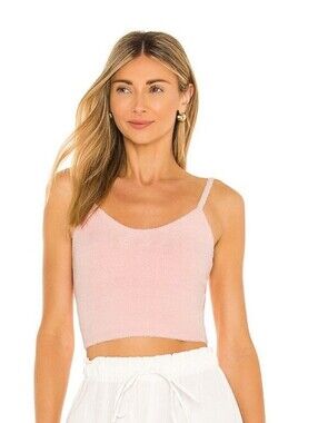 Alice + Olivia Fuzzy Sleeveless Pink Knit Cropped Tank Top Medium Nwot